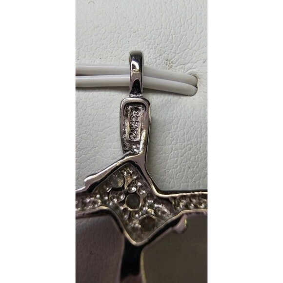 925 Sterling Silver and Real Diamond Accented Cross Pendant 1.25"L - Picture 6 of 10